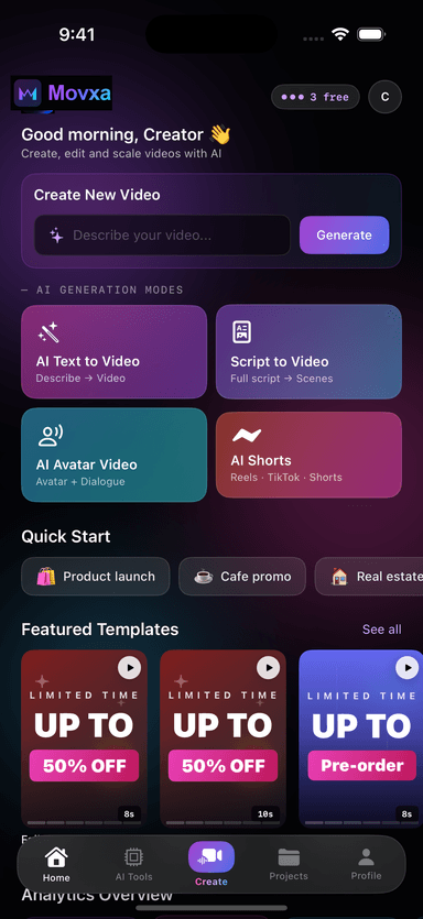 Movxa home screen