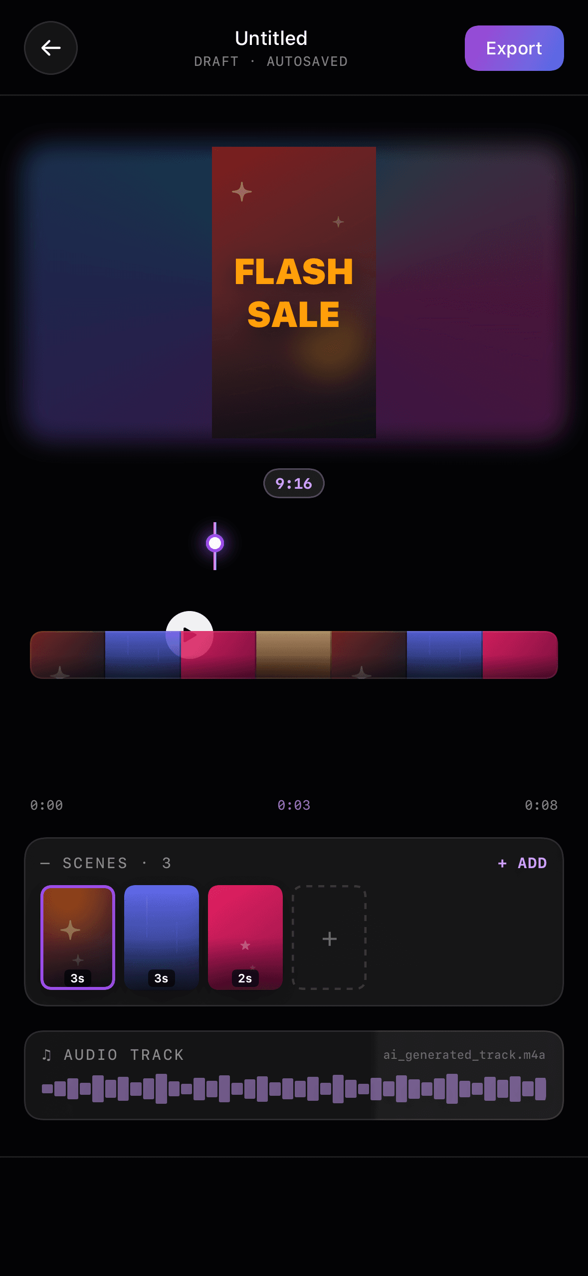 Movxa video editor with timeline